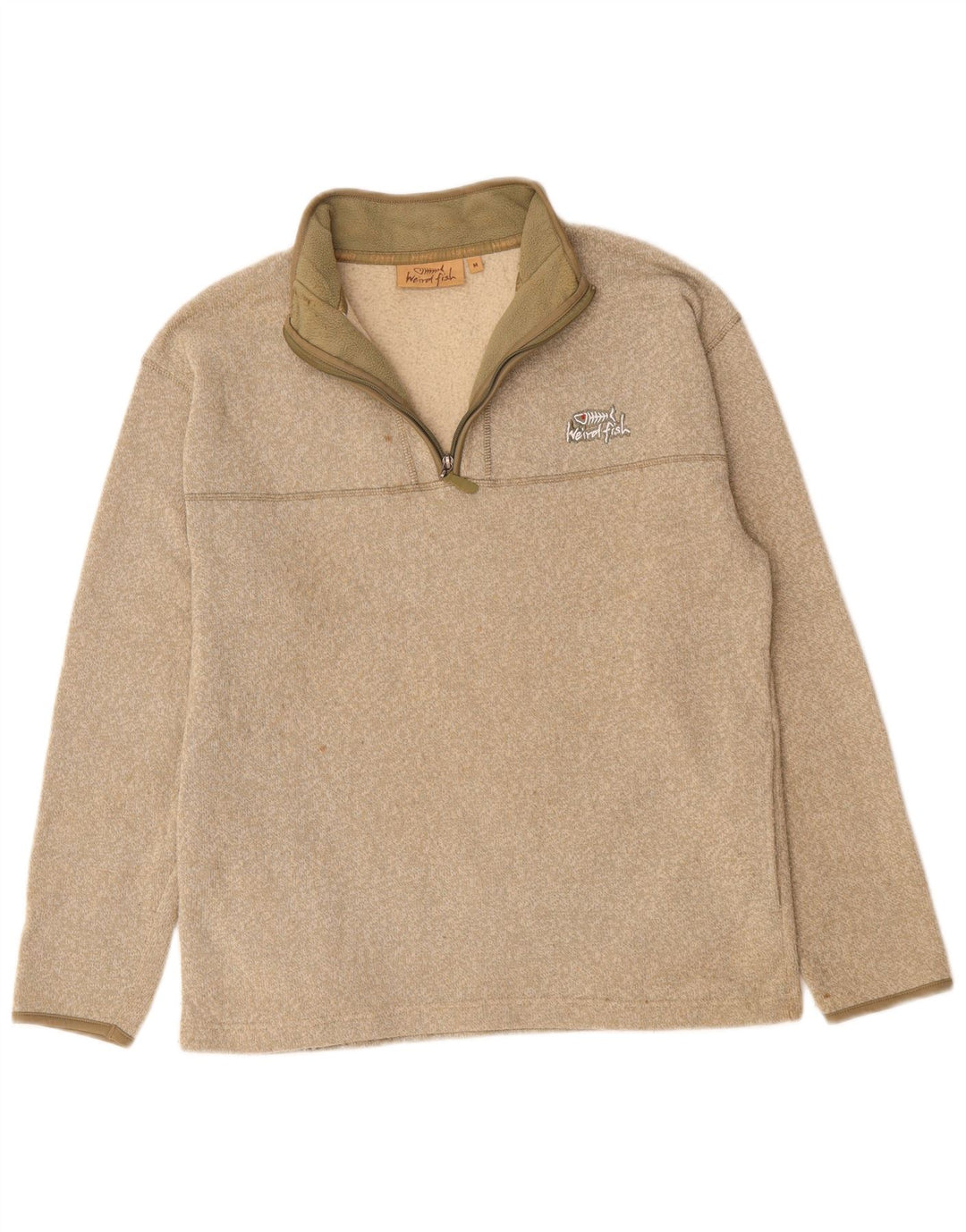 WEIRD FISH Muška majica s izrezom s patentnim zatvaračem Srednje bež poliester