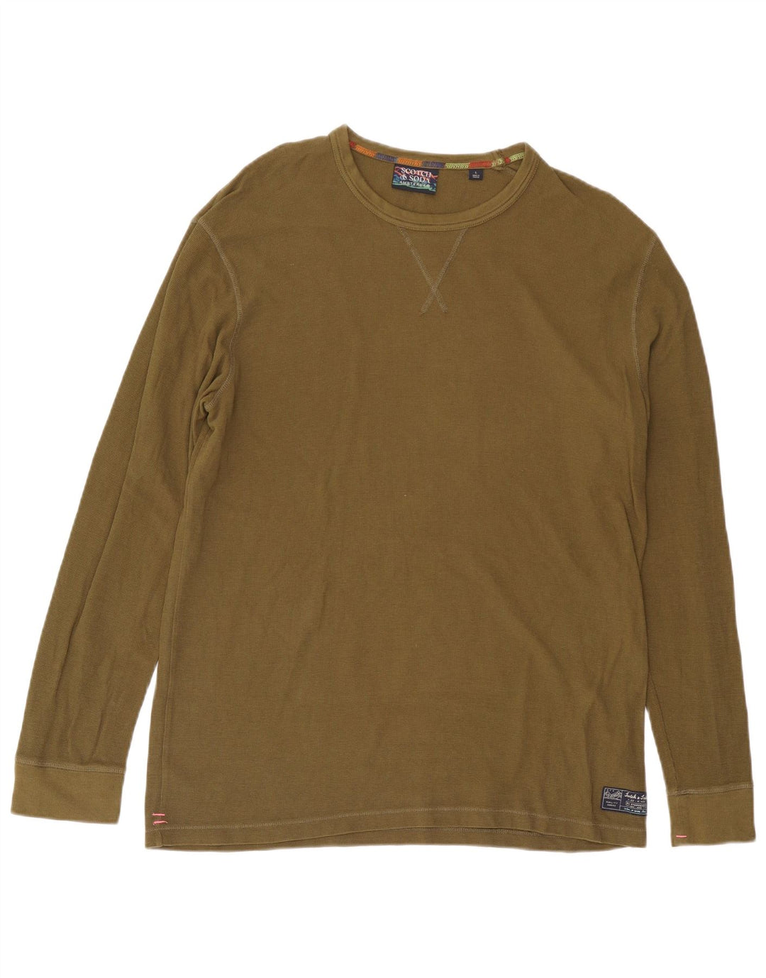 Scotch & Soda muška majica dugih rukava, veliki kaki pamuk