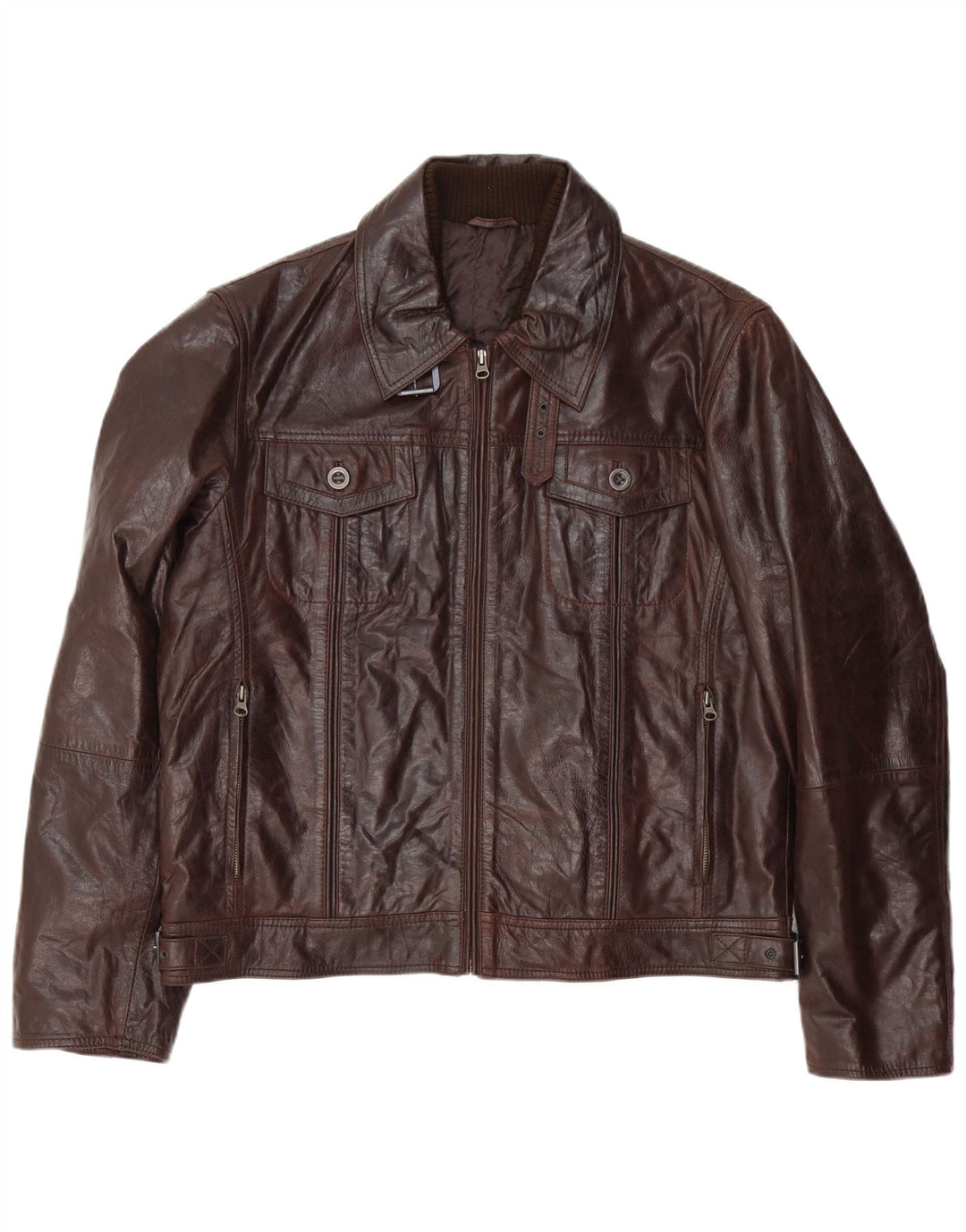 Vintage muška bomber kožna jakna IT 54 2XL smeđa koža