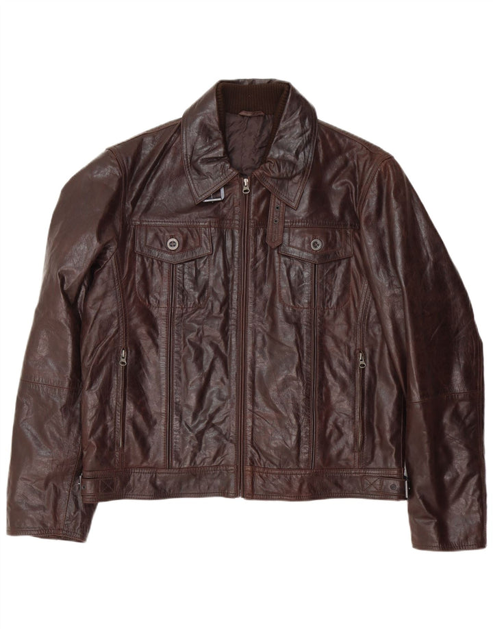 Vintage muška bomber kožna jakna IT 54 2XL smeđa koža