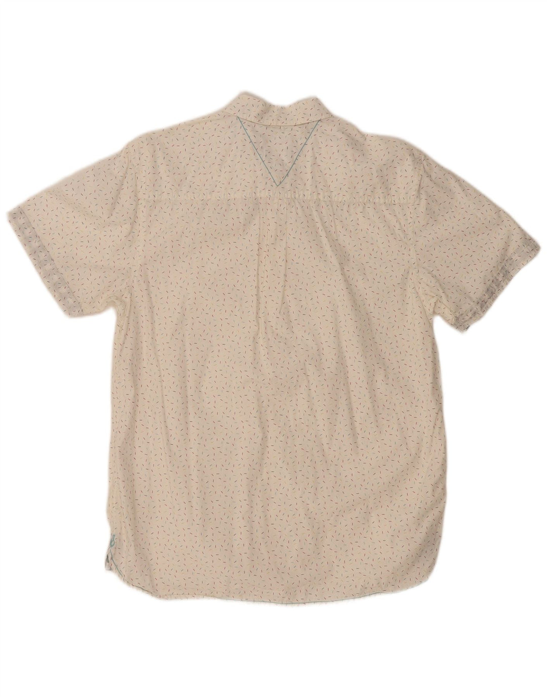 WHITE STUFF Muška klasična košulja kratkih rukava Mala bijela pamučna točkasta majica