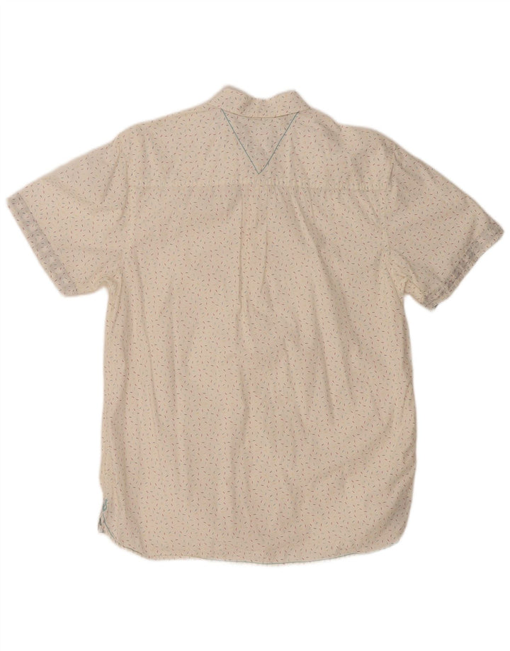 WHITE STUFF Muška klasična košulja kratkih rukava Mala bijela pamučna točkasta majica