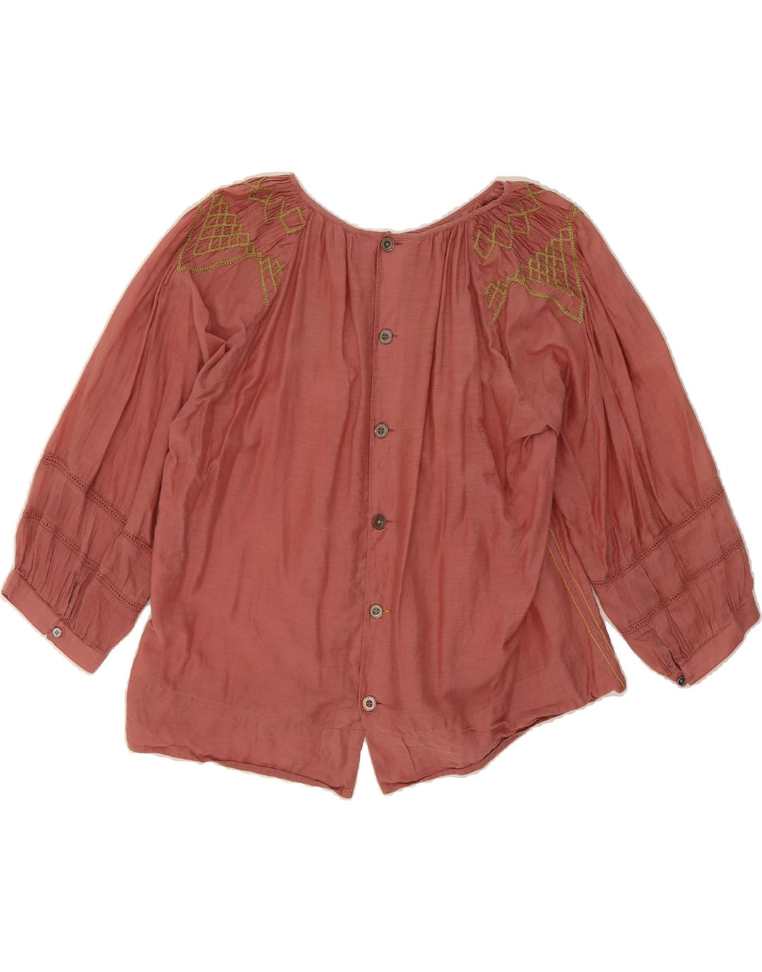 WHITE STUFF Womens 3/4 Sleeve Blouse Top UK 14 Large Red Geometric Vintage White Stuff and Second-Hand White Stuff from Messina Hembry 