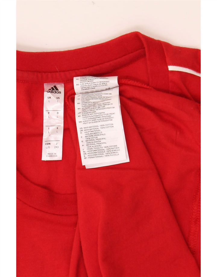 ADIDAS Mens Italia Graphic T-Shirt Top Large Red Pamuk