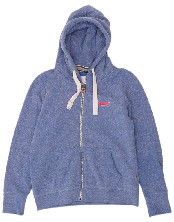 Superdry ženski pulover s kapuljačom na patentni zatvarač UK 18 XL plavi flekasti poliester