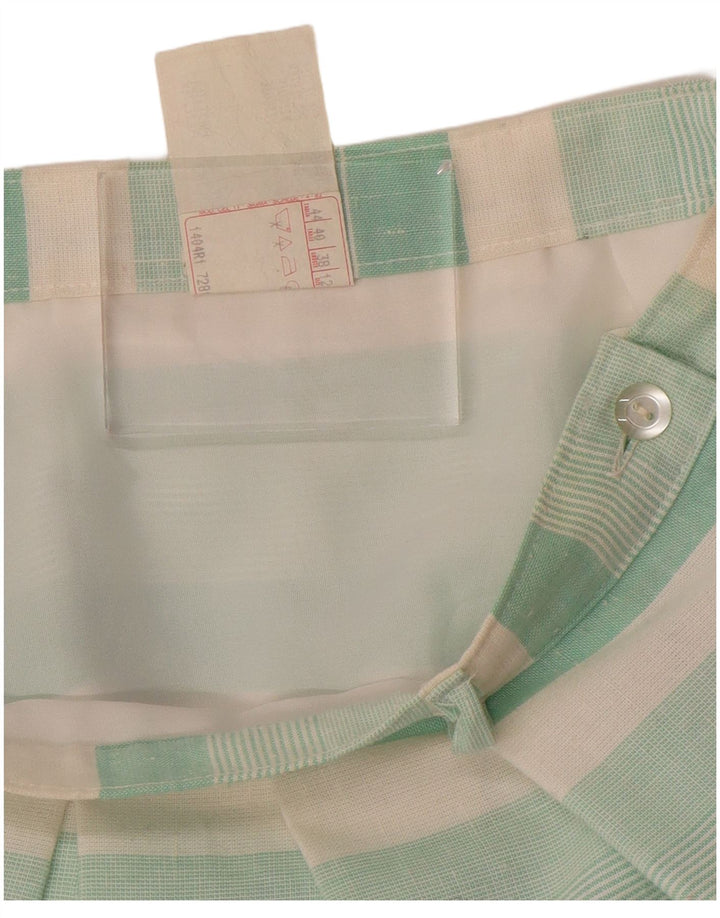 VINTAGE ženska plisirana suknja UK 12 Srednji W28 zeleni prugasti poliester