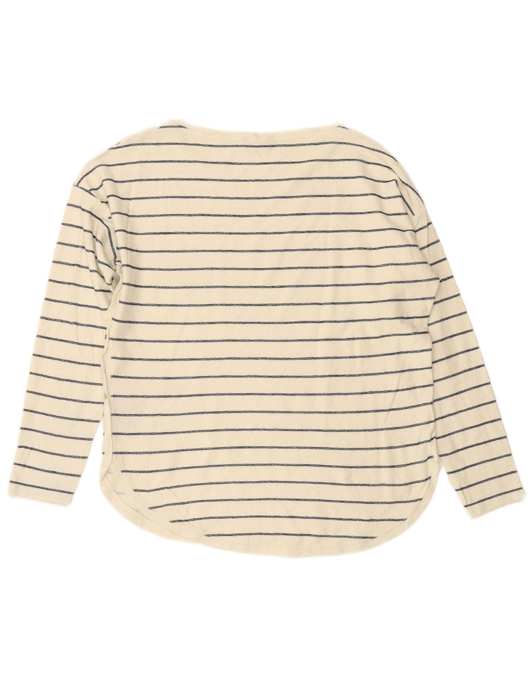 MASSIMO DUTTI Womens Top Long Sleeve UK 14 Medium White Striped Cotton