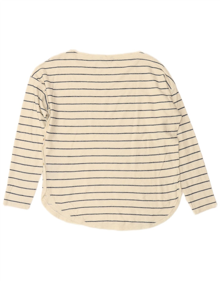 MASSIMO DUTTI Womens Top Long Sleeve UK 14 Medium White Striped Cotton