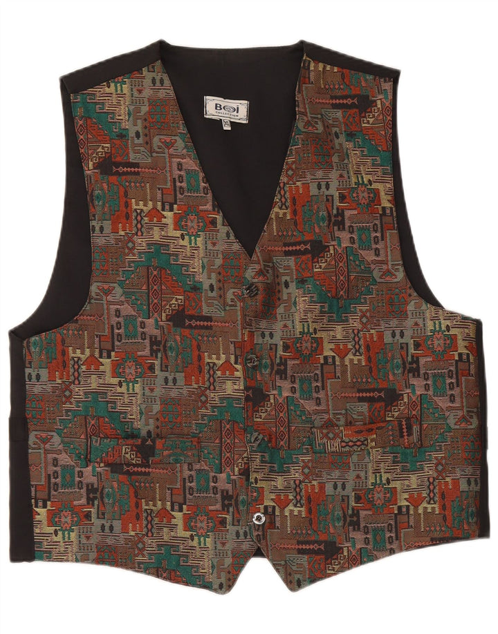 Vintage muški prsluk XL crni geometrijski
