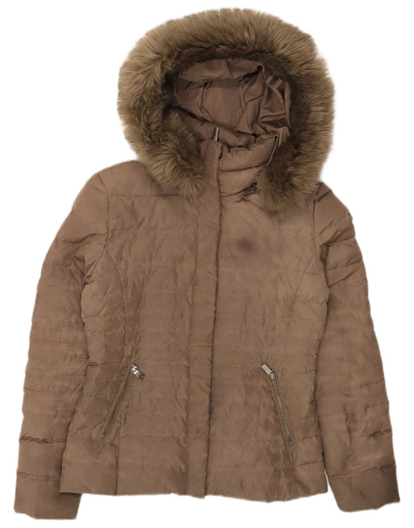 ARMANI JEANS Ženska podstavljena jakna s kapuljačom IT 40 Mali smeđi poliester