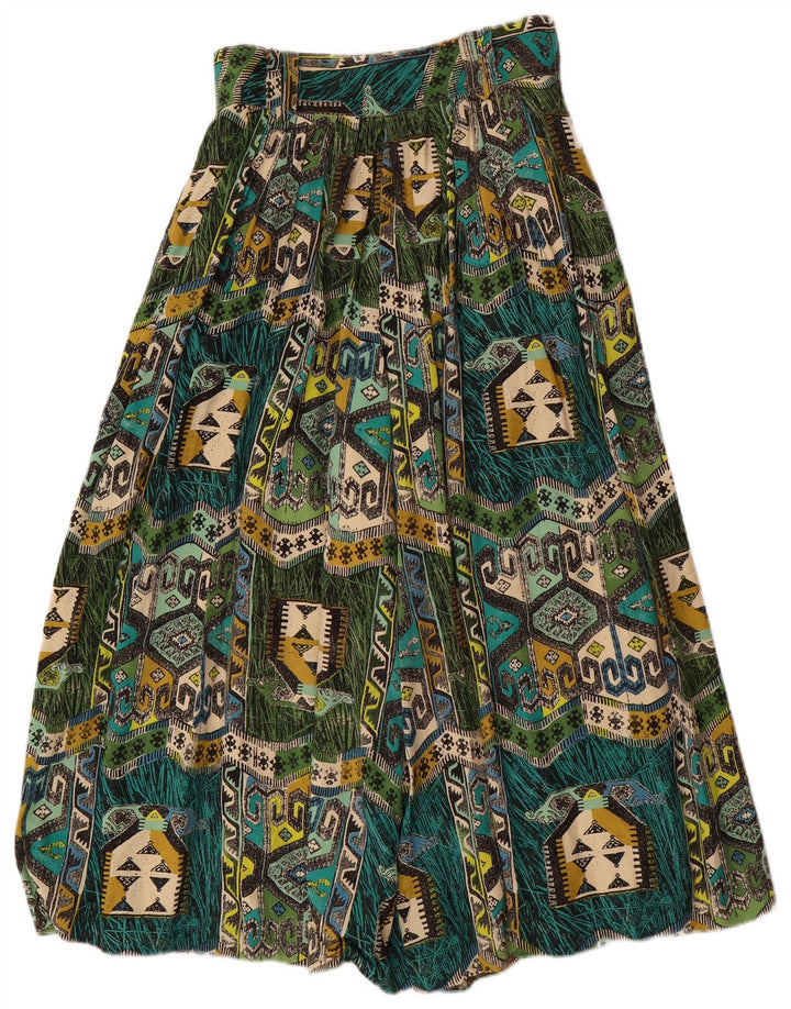 VINTAGE ženske harem hlače W28 L22 Zelena geometrijska viskoza