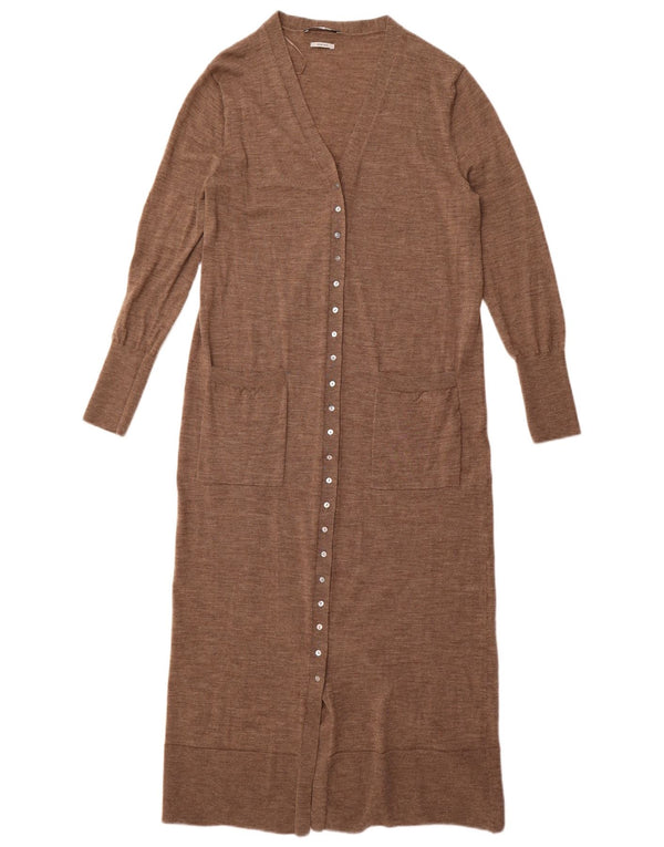 Zara ženski dugi kardigan pulover UK 14 Veliki smeđi vuneni