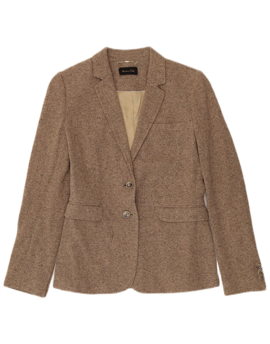 Ženska pletena jakna sa 2 gumba Massimo Dutti EU 40, srednje bež s flekama