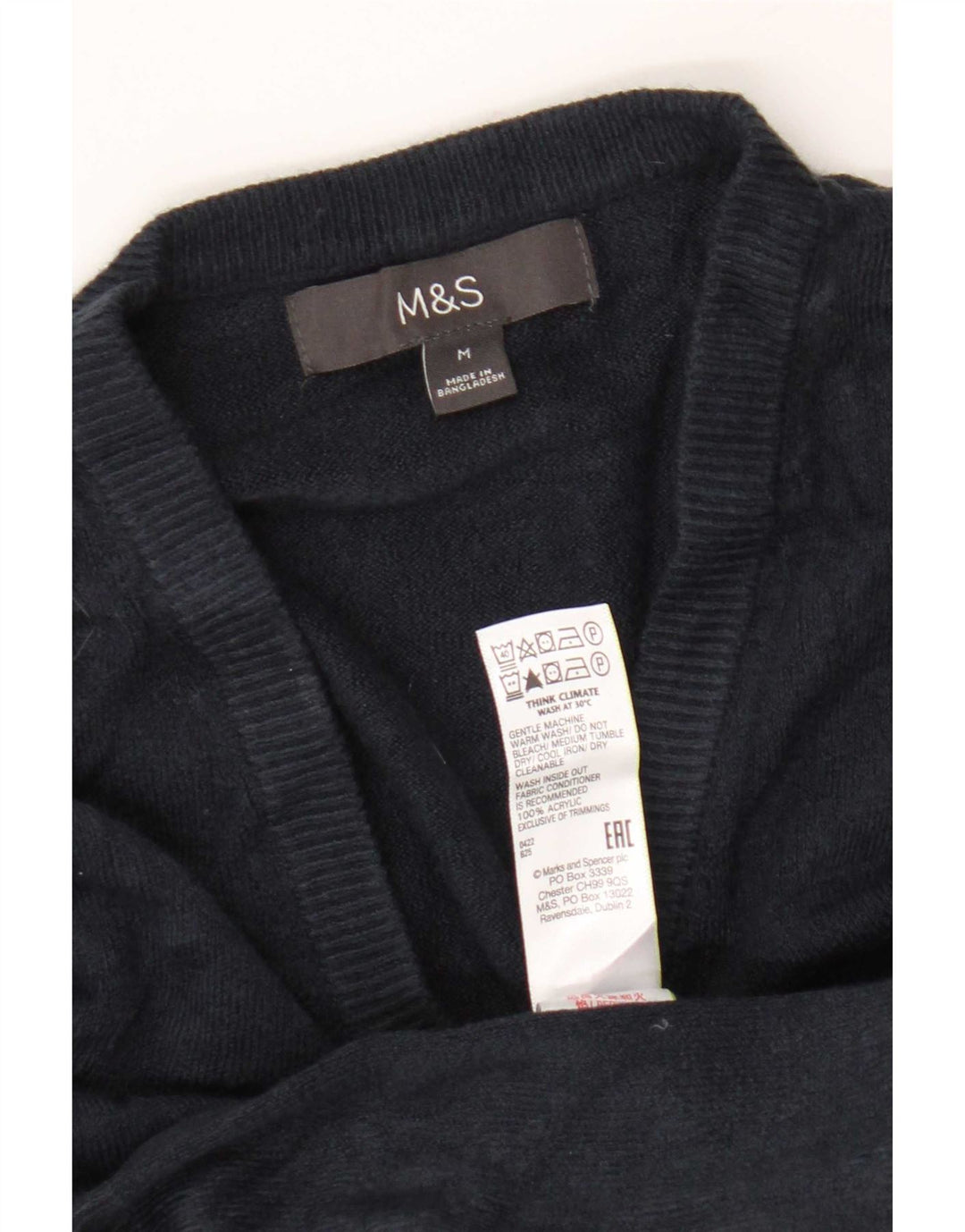 Marks & Spencer muški džemper s V-izrezom srednje tamnoplave akrilne boje