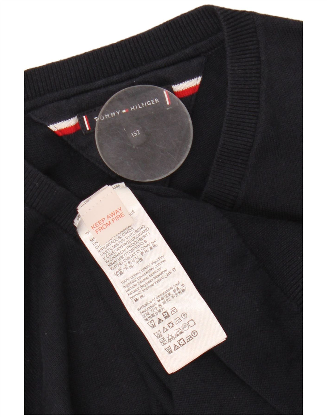 TOMMY HILFIGER Džemper s V-izrezom za dječake 11-12 godina, tamnoplavi pamuk