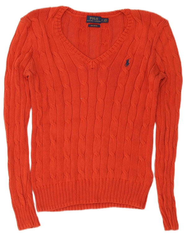 Polo Ralph Lauren ženski džemper s V-izrezom UK 8 Mali crveni pamuk