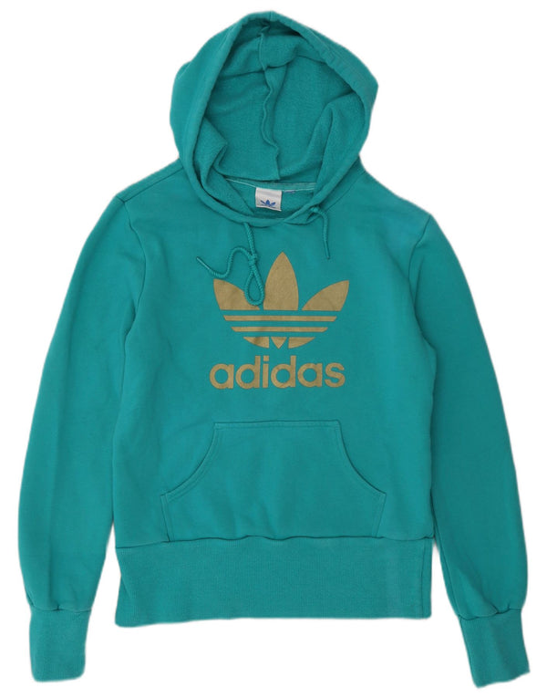 Adidas ženska majica s kapuljačom s kapuljačom UK 10, mali tirkizni pamuk