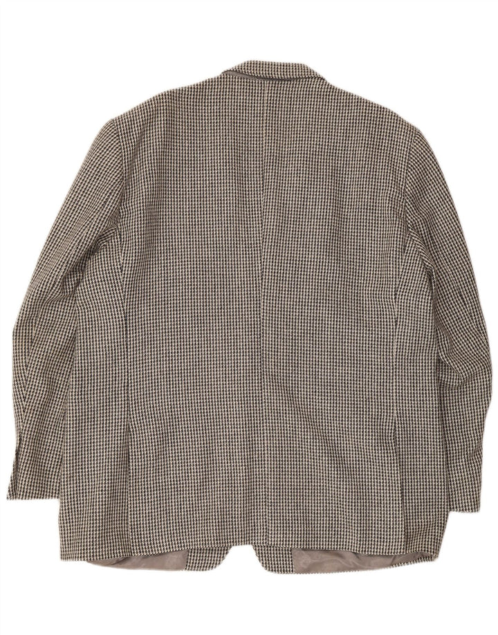 Vintage muški sako sa 2 gumba UK 40 Large Grey Houndstooth Wool