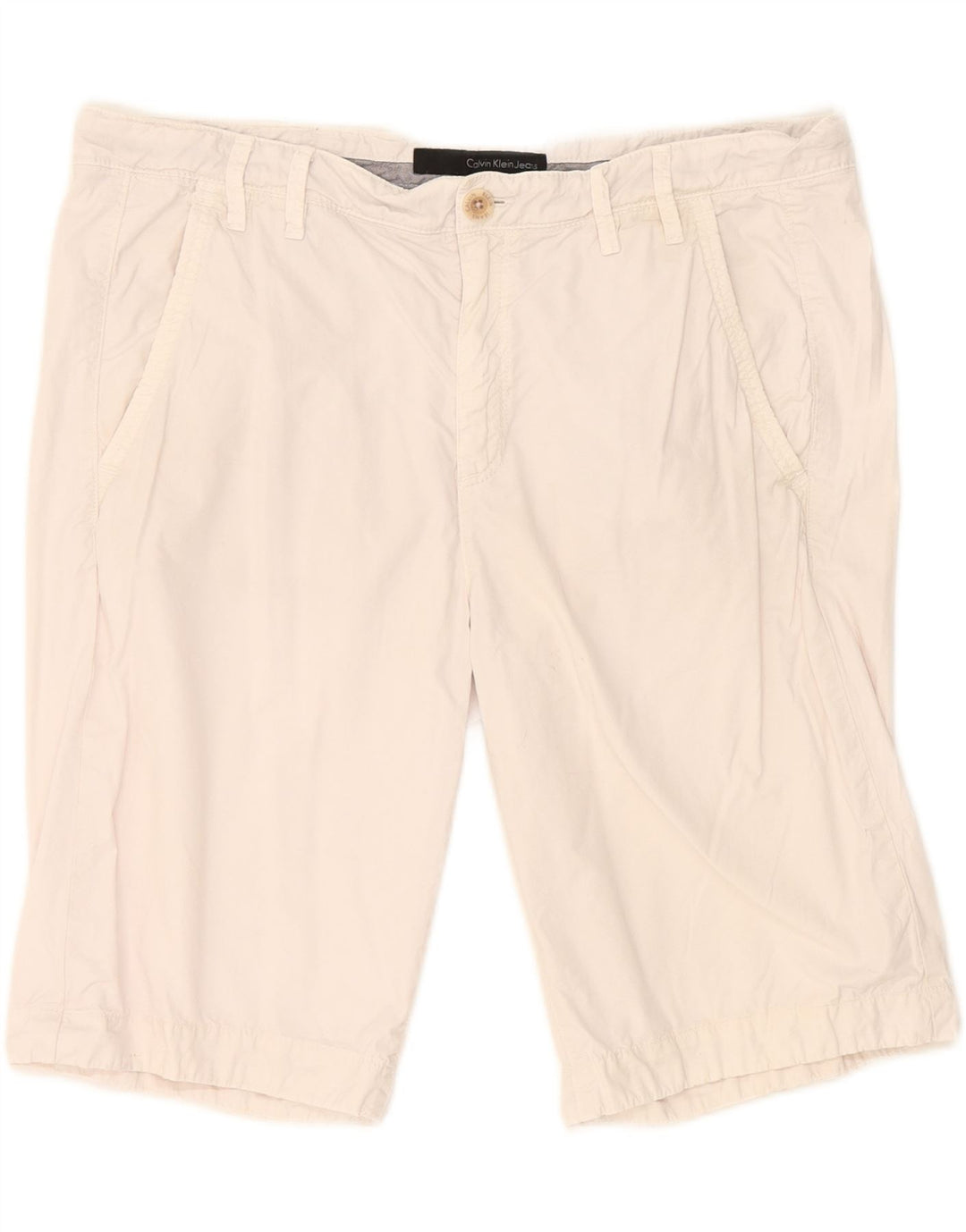 CALVIN KLEIN Mens Regular Chino Shorts W32 Medium White Cotton Vintage Calvin Klein and Second-Hand Calvin Klein from Messina Hembry 