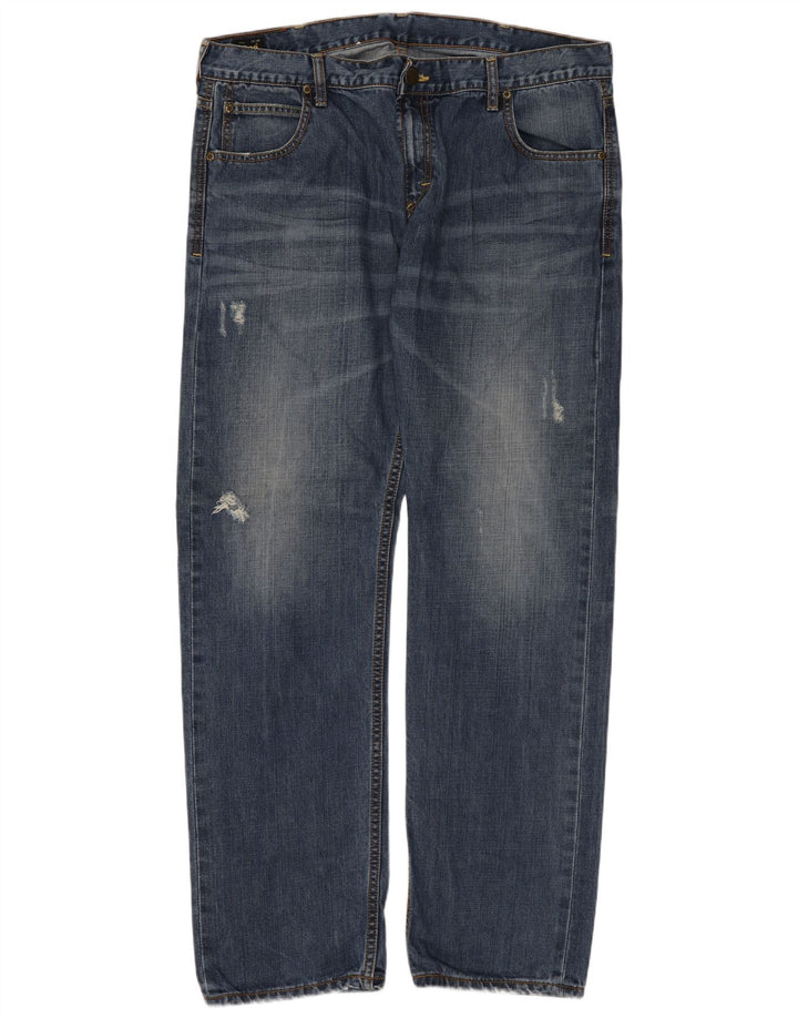 Lee Mens Knox isprekidane ravne traperice W38 L32 plavi pamuk
