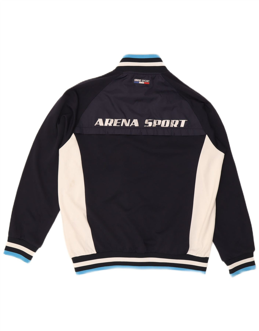 ARENA Mens Graphic Tracksuit Top Jacket Large Navy Blue Colourblock