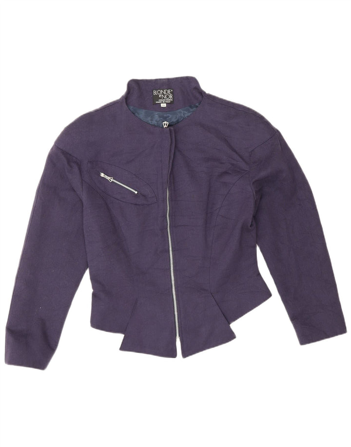 VINTAGE ženska bomber jakna IT 44 Srednje tamnoplavi acetat