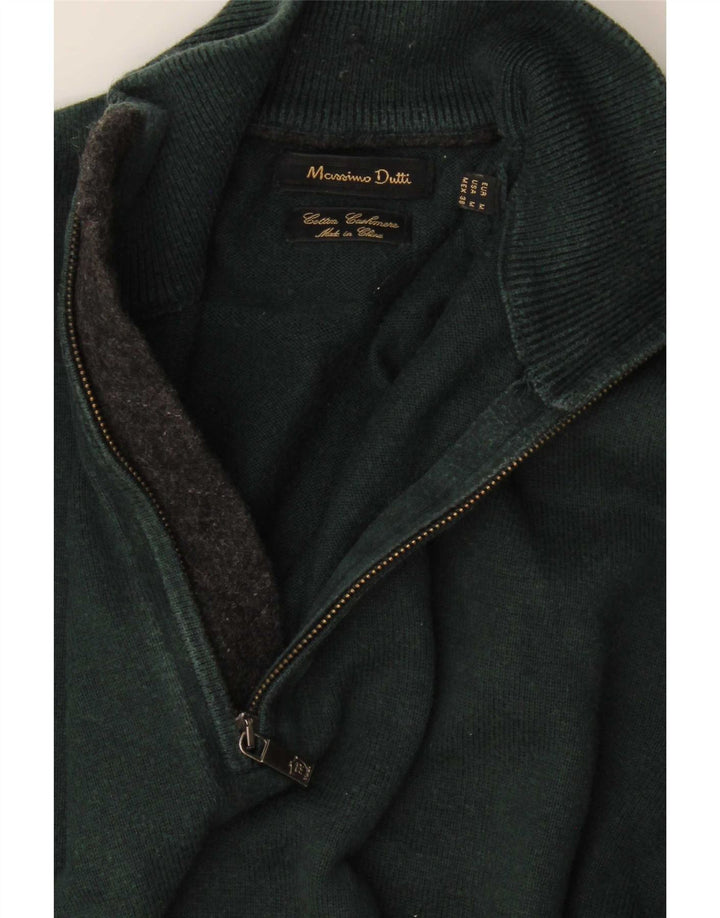 Massimo Dutti muški džemper s izrezom i srednjim zelenim pamukom