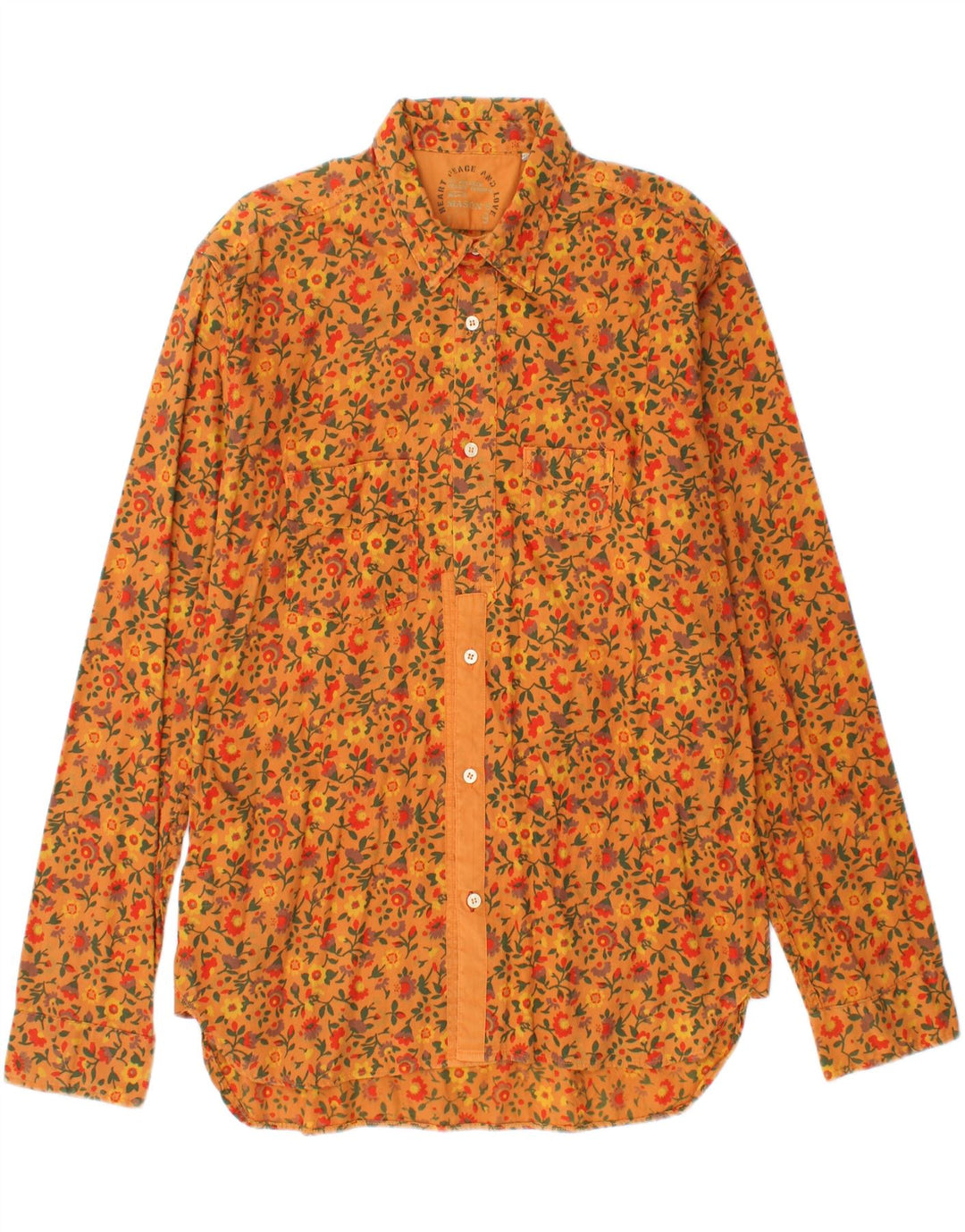 MASON'S Mens Shirt 2XL Orange Floral Vintage Mason's and Second-Hand Mason's from Messina Hembry 