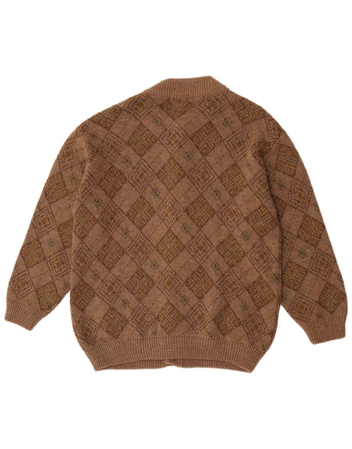 Angelo Greco Mens By Simona Kardigan pulover Large Brown Argyle/Diamond