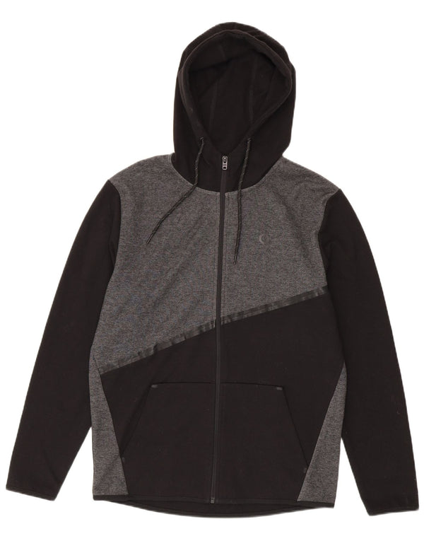 Jack & Jones Mens Zip Hoodie Sweater Medium Black Colourblock Polyester