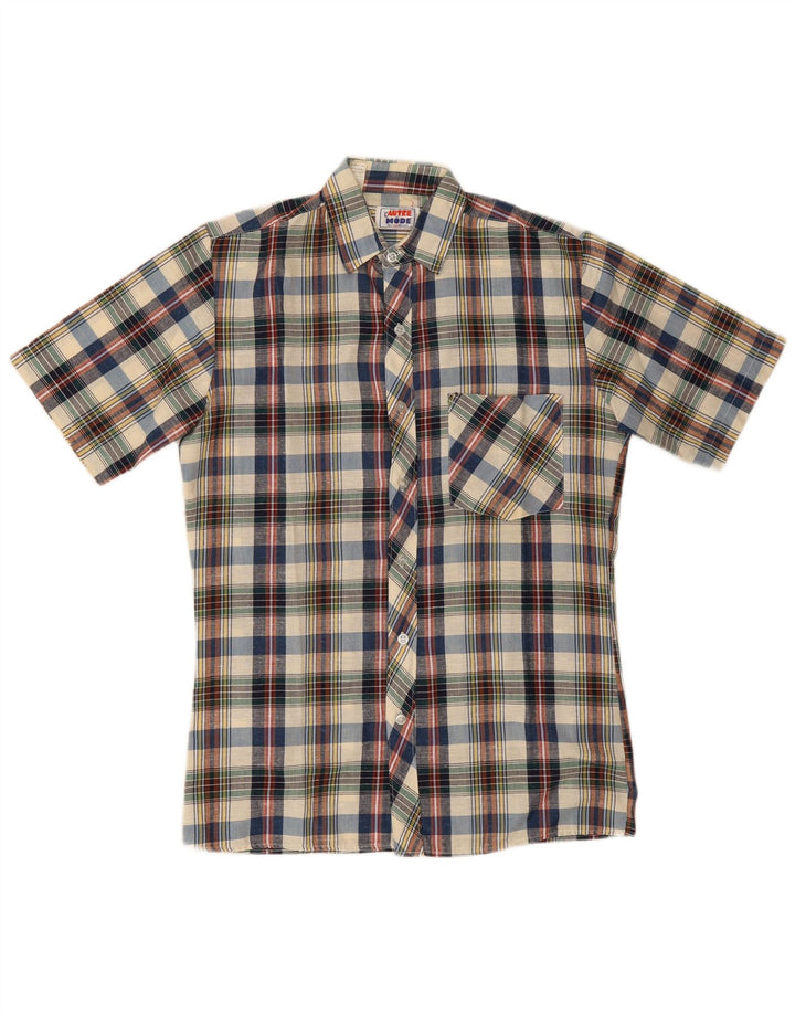 Vintage muška košulja kratkih rukava srednje raznobojnog kariranog kroja