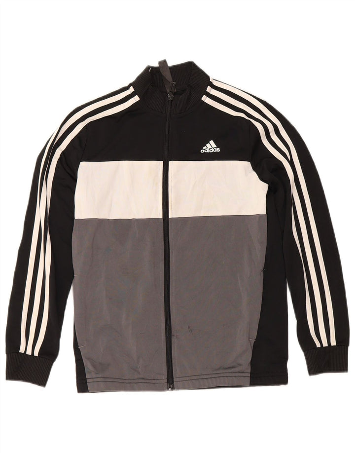 Gornja jakna od trenirke Adidas za dječake 9-10 godina, crna poliesterska boja