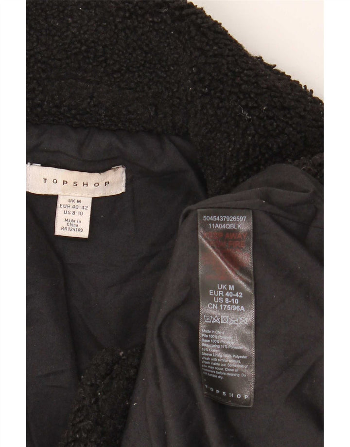 Topshop ženska prekomjerna bomber jakna od flisa UK 14 srednji crni poliester