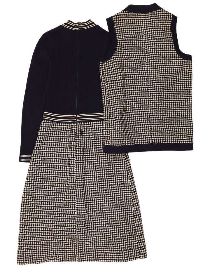 Vintage ženski set od 2 komada UK 12 Srednje tamnoplava houndstooth