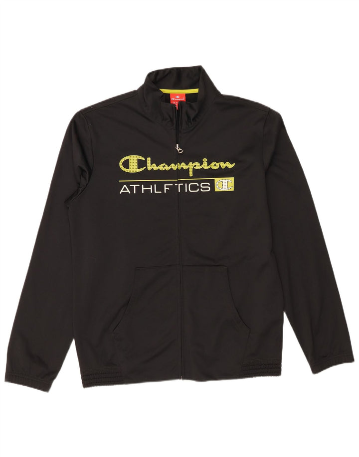 Gornja jakna trenirke Champion Boys Graphic 15-16 Years 2XL crni poliester