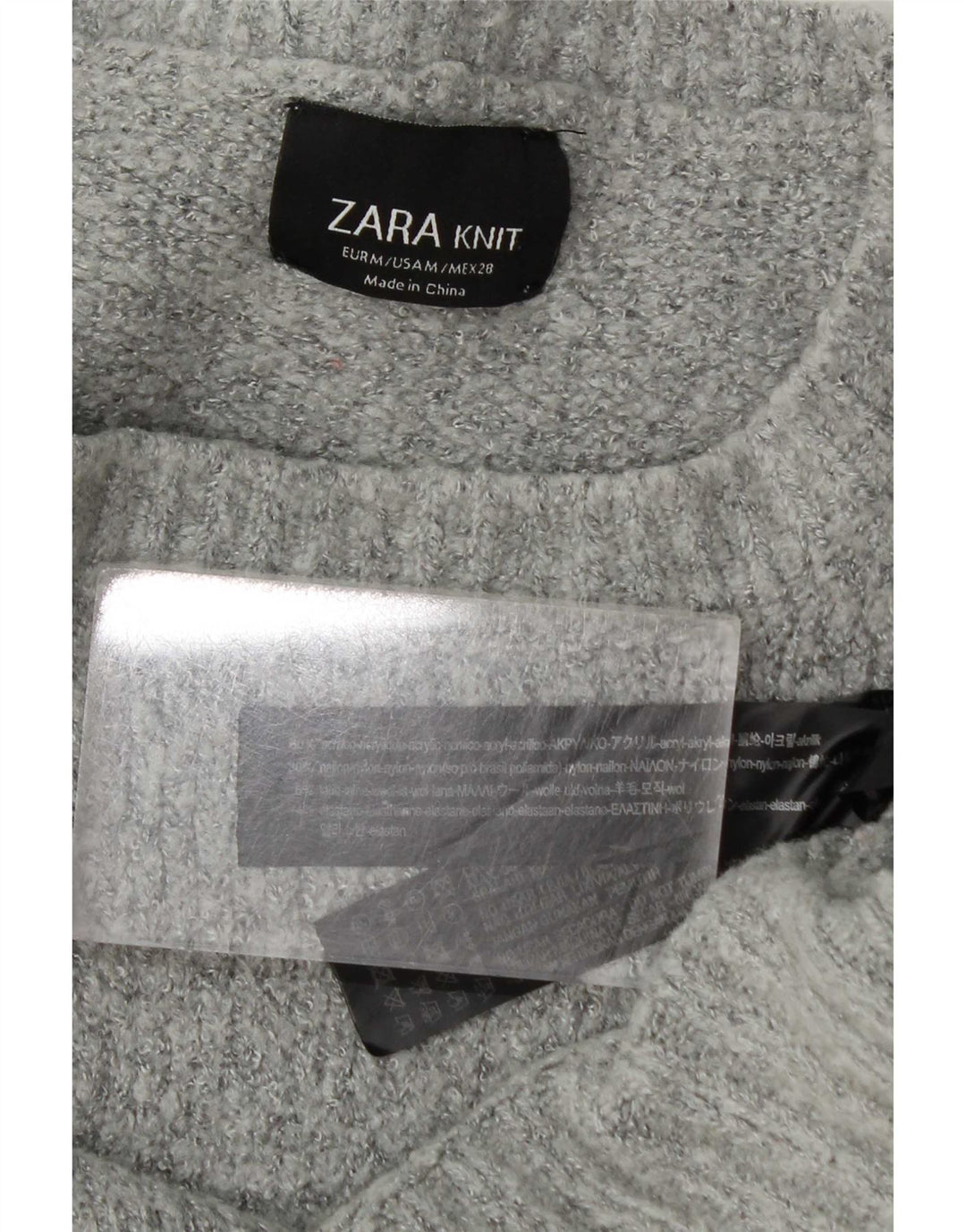 Zara ženski pulover s okruglim izrezom UK 14 srednje sivi akril