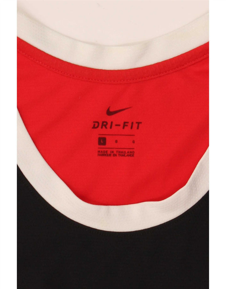 Nike Dri Fit Graphic Vest Top Large Black Colourblock