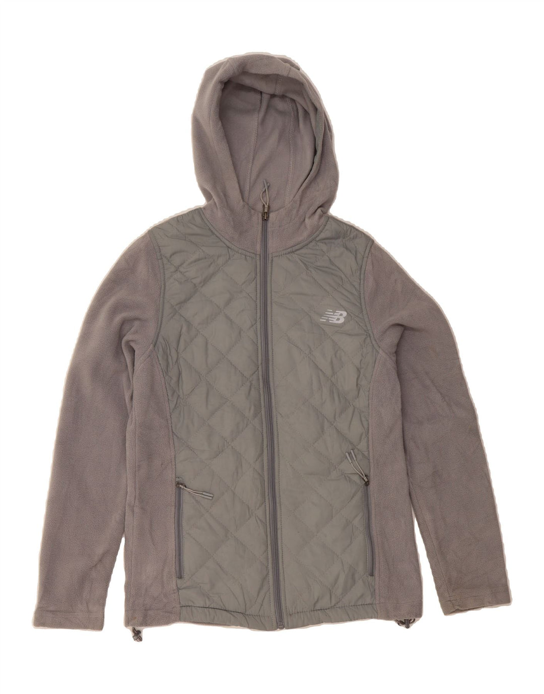 NEW BALANCE Womens Hooded Fleece Jacket UK 10 Small Grey Polyester Vintage New Balance and Second-Hand New Balance from Messina Hembry 
