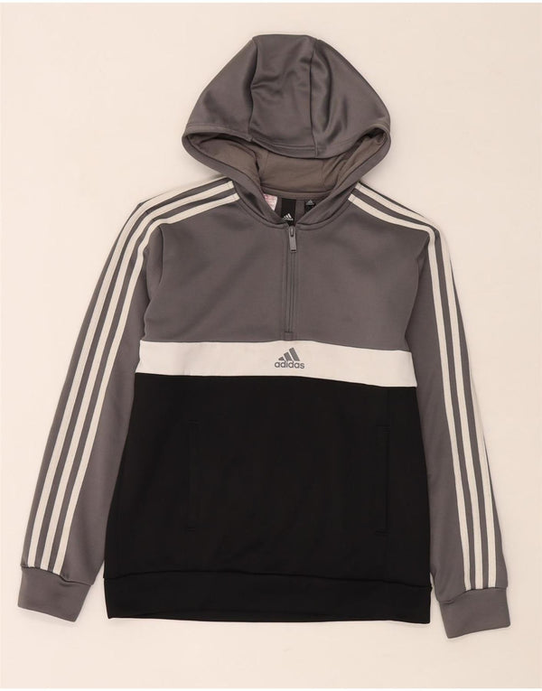 Adidas Boys Aeroready majica s kapuljačom 13-14 godina sivi poliester u boji