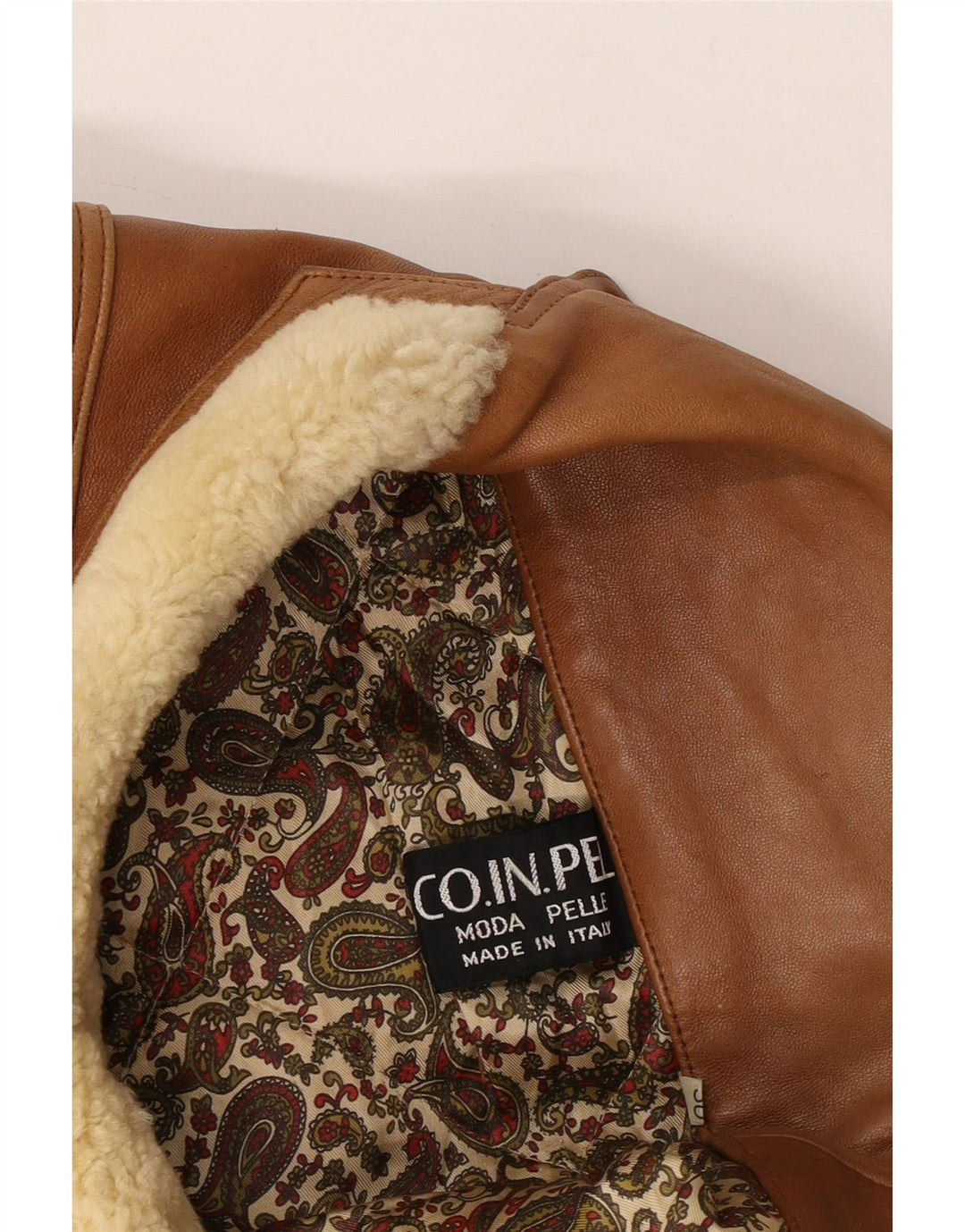 Vintage muška vojna dvostruka jakna UK 40 velika bež koža