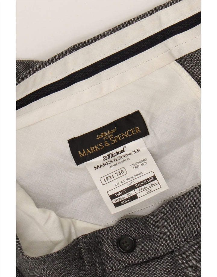 Marks & Spencer muške hlače ravnog odijela St. Michael W40 L29 Siva vunena