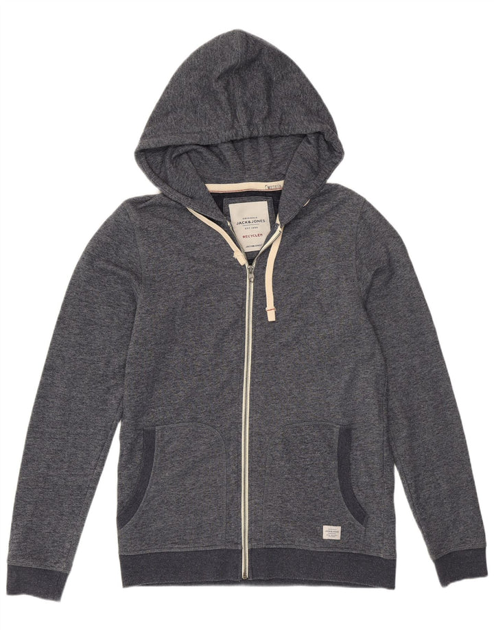Jack & Jones muški pulover s kapuljačom na patentni zatvarač srednje sivi pjegavi poliester