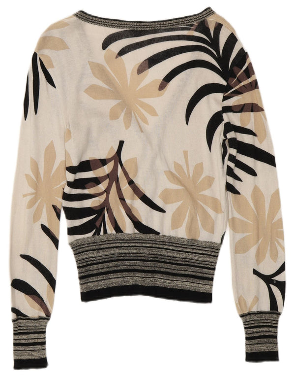 ICEBERG ženski kardigan pulover UK 6 XS od bijelog cvjetnog pamuka