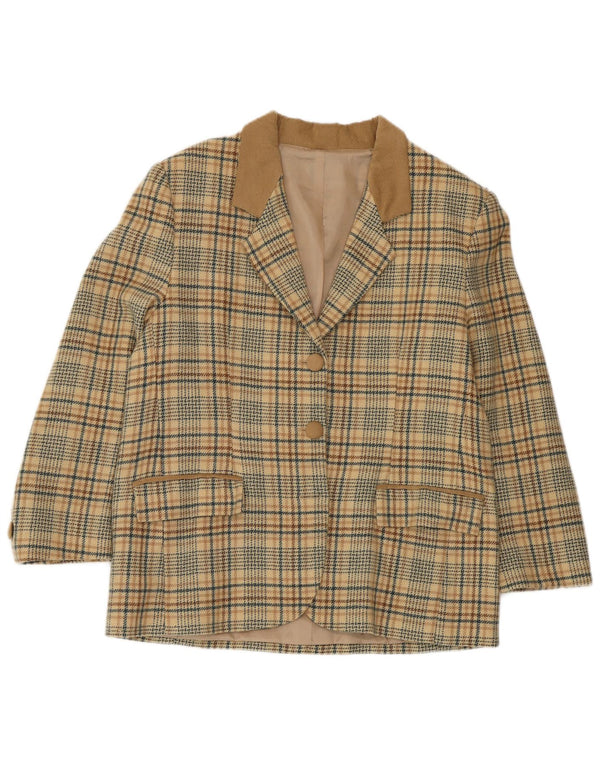 Vintage ženski sako sa 2 gumba UK 14 Velika bež houndstooth