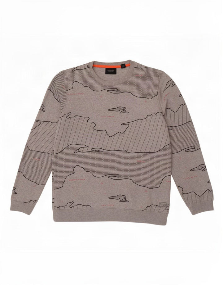 Scotch & Soda Muški džemper s abstraktnim uzorkom Veliki sivi pamuk