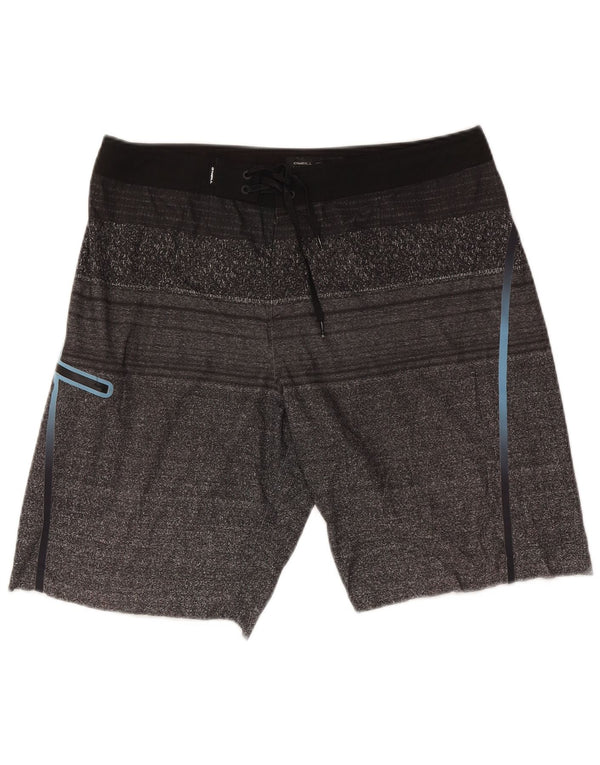 O'Neill Mens Swimming Shorts Large  Grey Striped Viscose