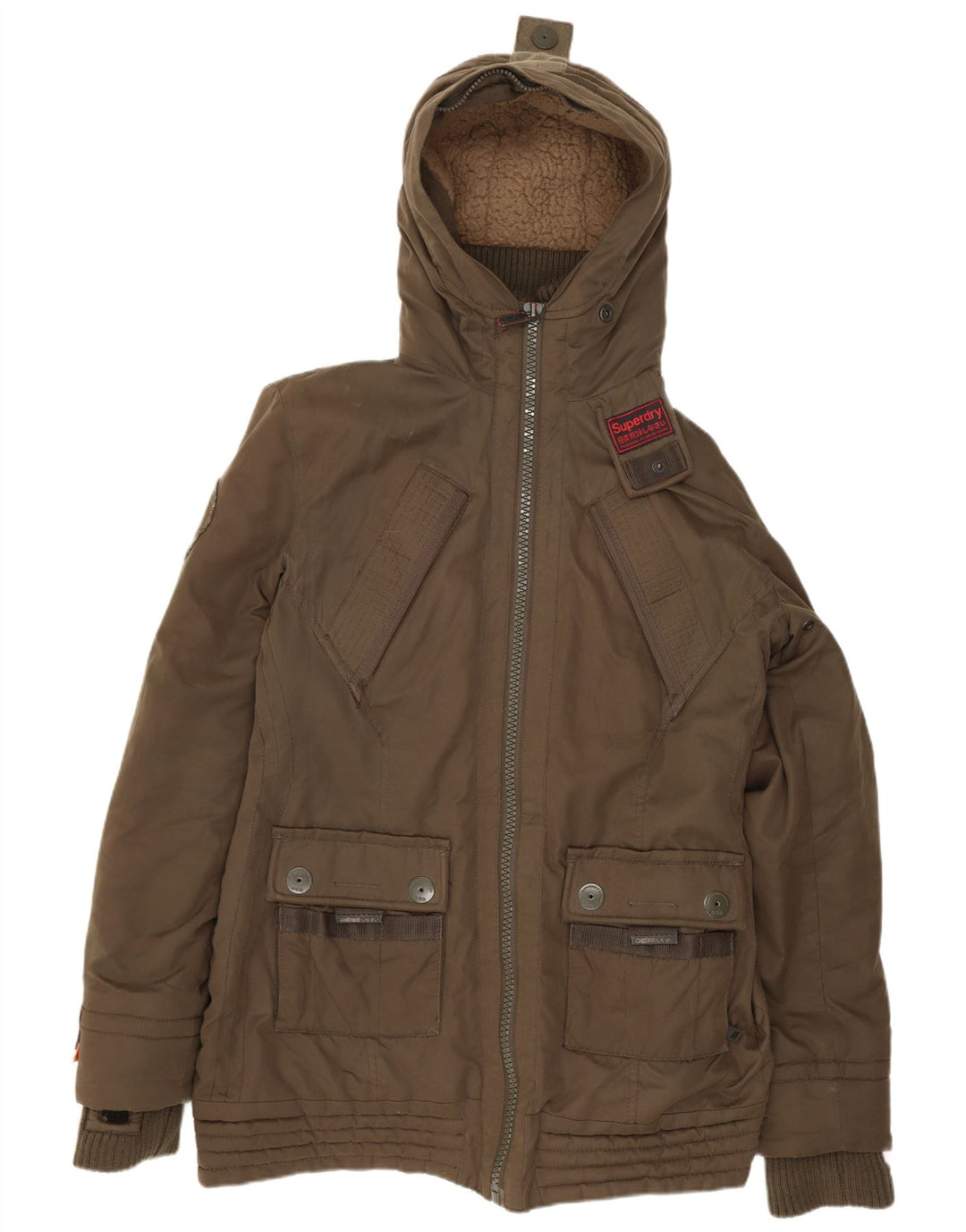 Superdry ženska jakna vjetrovka s kapuljačom UK 16 veliki kaki poliester