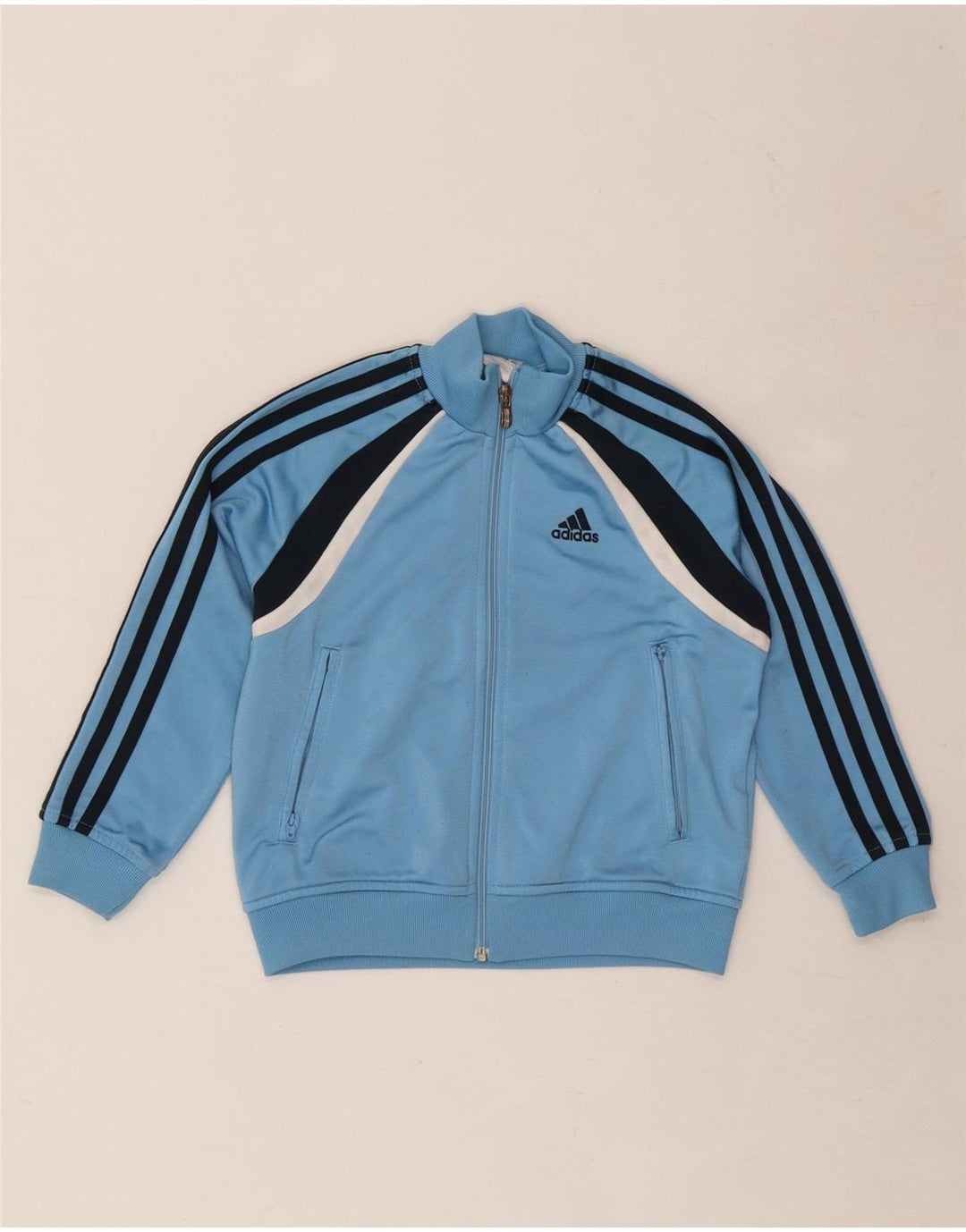 Gornja jakna od trenirke Adidas za dječake 5-6 godina, poliester plave boje