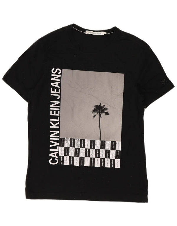 Calvin Klein Jeans Mens Graphic T-Shirt Top Small Black Cotton