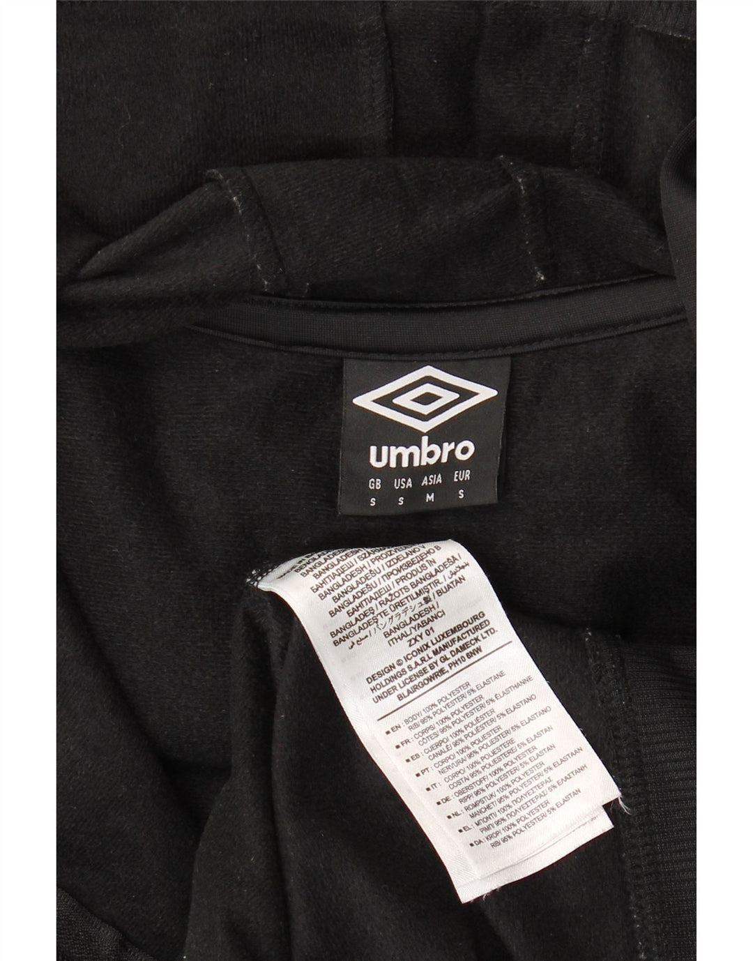 UMBRO Womens Graphic Zip Hoodie Sweater UK 10 Small Black Polyester